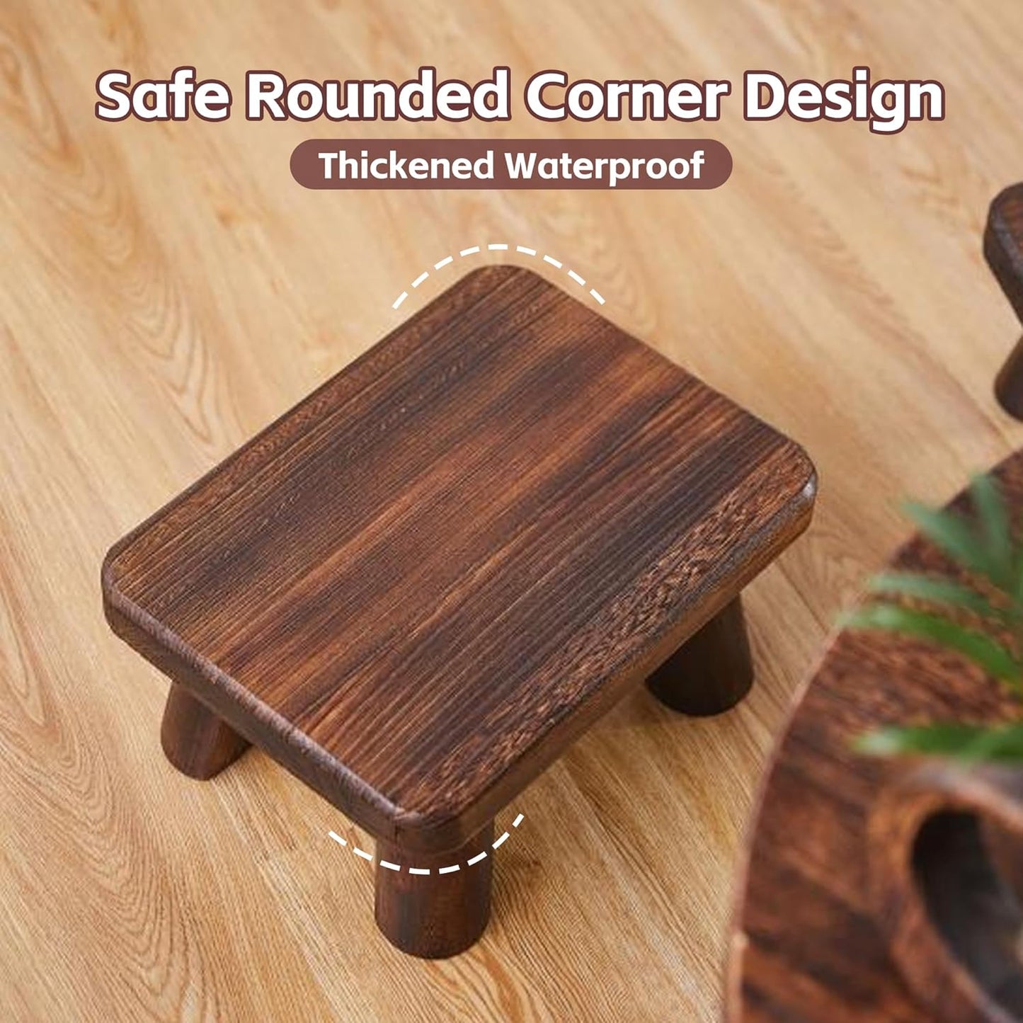 Wooden Step Stool for Adults and Children, Heavy Duty Step Stool, 500 lb. Load Capacity, for Bedroom, Kitchen and Bathroom, High Bed Steps, Easy to Assemble, Super Sturdy