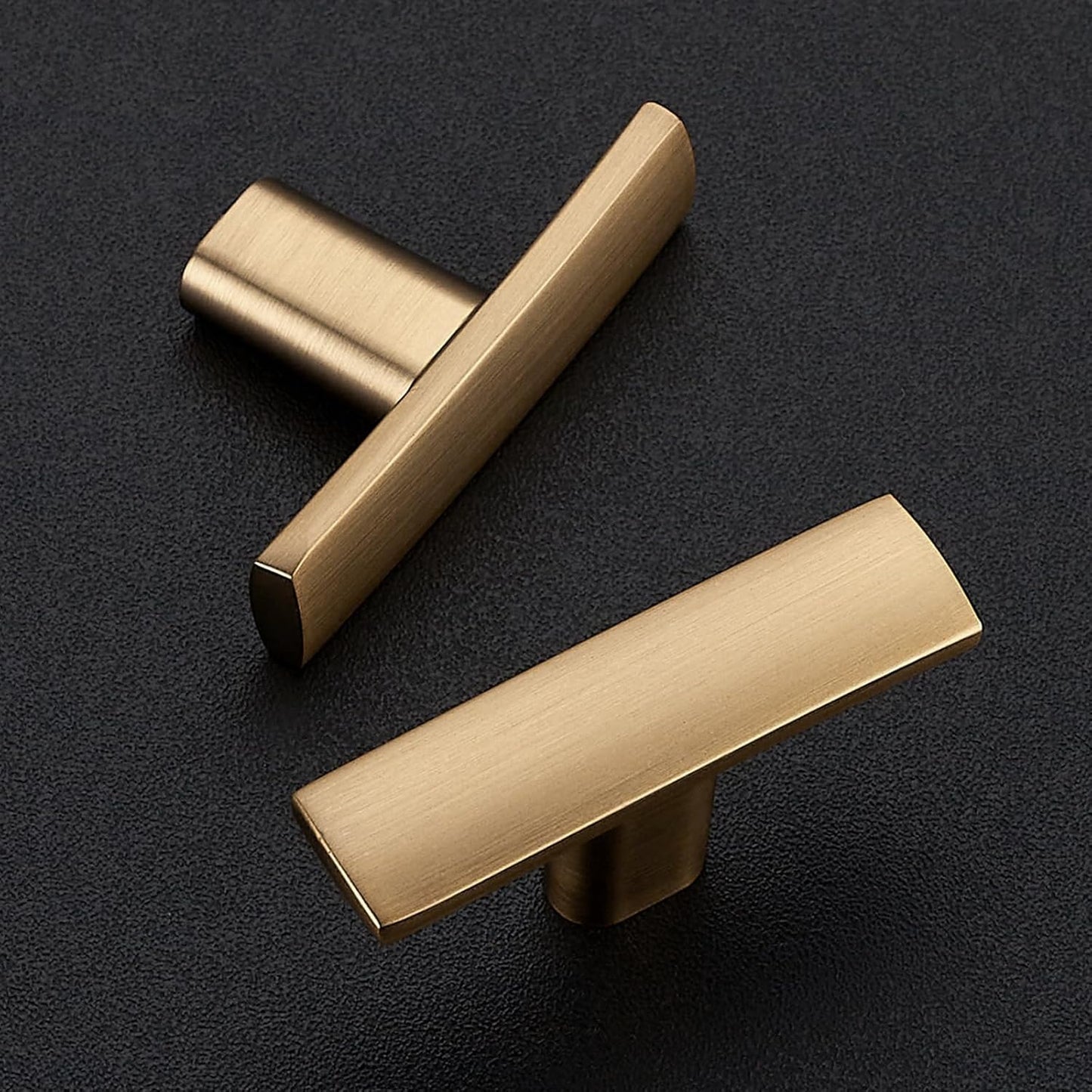 10 Pack Cabinet Handles Single Hole - Curved Cabinet Knobs Champagne Bronze Drawer Pulls for Kitchen Cupboard Solid Pulls for Dresser Drawer Arch Closet Hardware