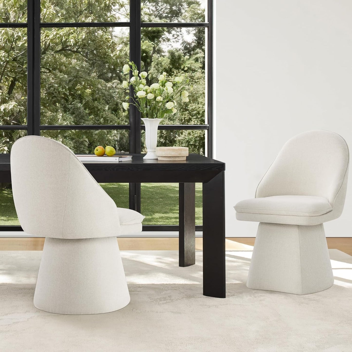 Swivel Dining Chairs Modern Desk Chair Upholstered Linen Fabric Side Chair for Kitchen Dining Room Bedroom,Linen,2 Box