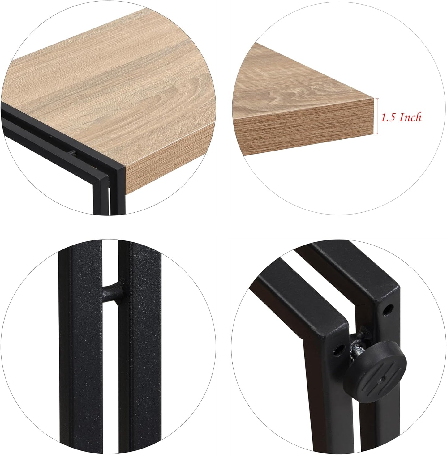 Small Industrial Bookshelf 2 Shelf Bookcases and Book Shelves for Living Room/Bedroom Wood Metal Rustic Oak