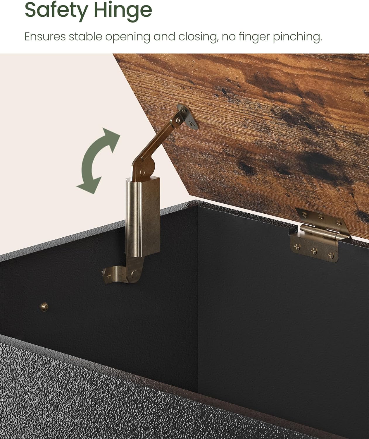 39.4" Storage Chest Bench with Lift Lid, Toy Chest with Safety Hinge, Entryway Shoe Bench, Wooden Storage Trunk, Holds up to 220 lb, for Living Room, Bedroom, Black and Rustic Brown MCW12BF