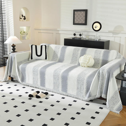 LUFEIJIASHI Boho Couch Covers for Sofa Non Slip Sofa Covers Washable Couch Covers for 3 Cushion Couch Sofa Pet Friendly Sectional Couch Cover Blanket Furniture Protector for Dogs (Grey, 71"x134")