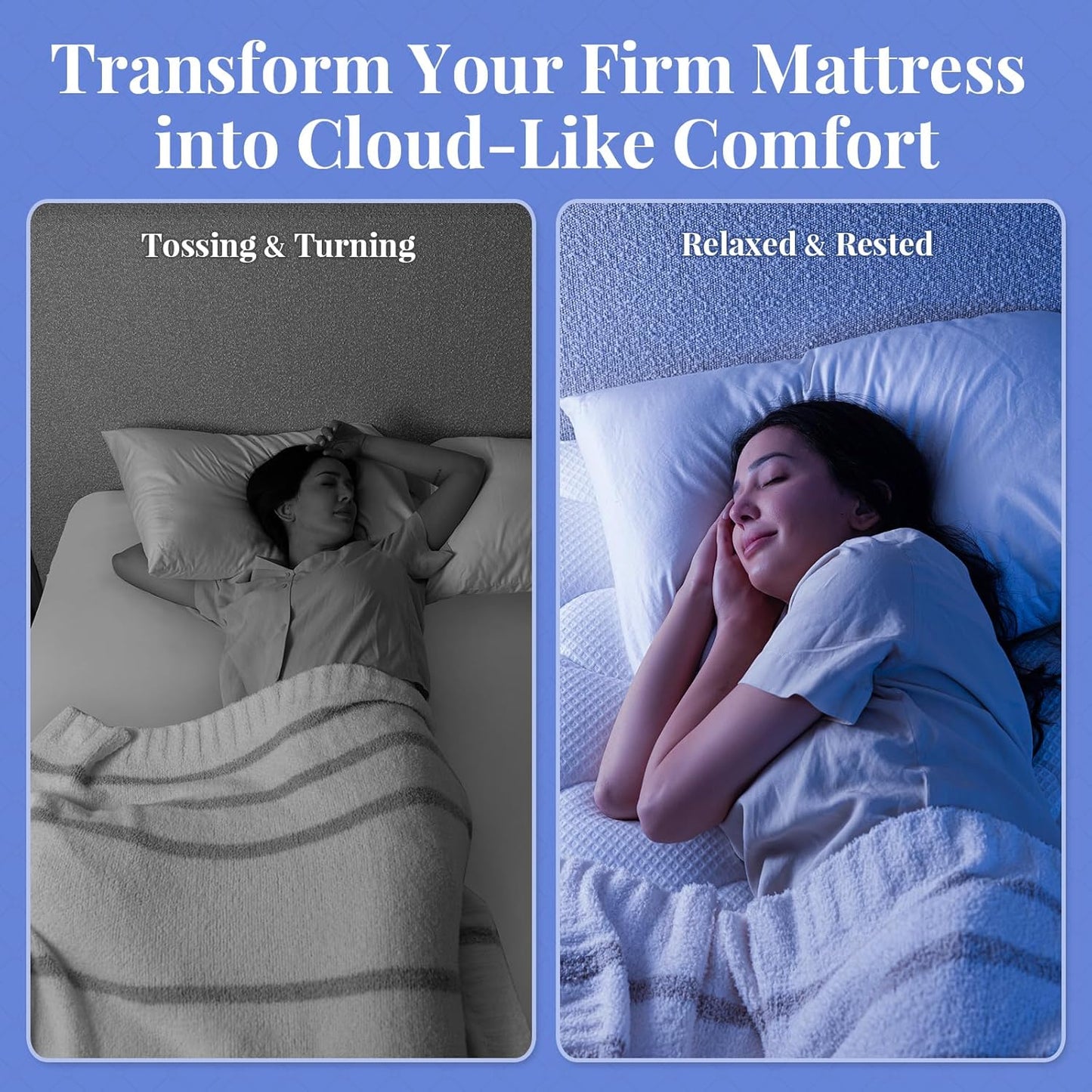 OhGeni Cooling 4 inch Dual Layer King Mattress Topper, 2 inch Cooling Gel Memory Foam, 2 inch Down Alternative Pillow Top Pad, Mattresses Cover for Bed, Medium Support, Fits 6”-19” Deep Pocket