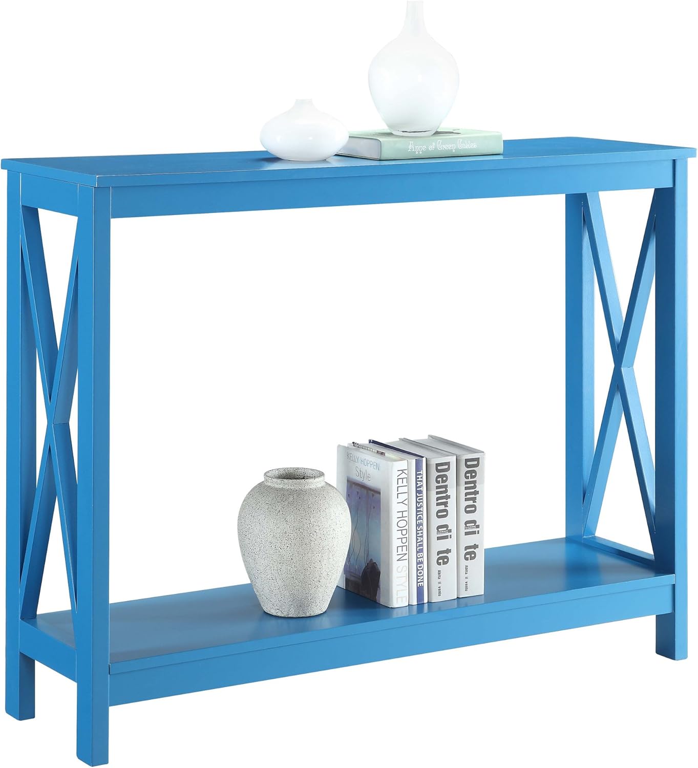 Convenience Concepts Oxford Console Table 39.5" - Sofa Table with Storage Shelf, Transitional Entryway Hall Table for Living Room and Bedroom, Display Foyer Table, Teal Blue
