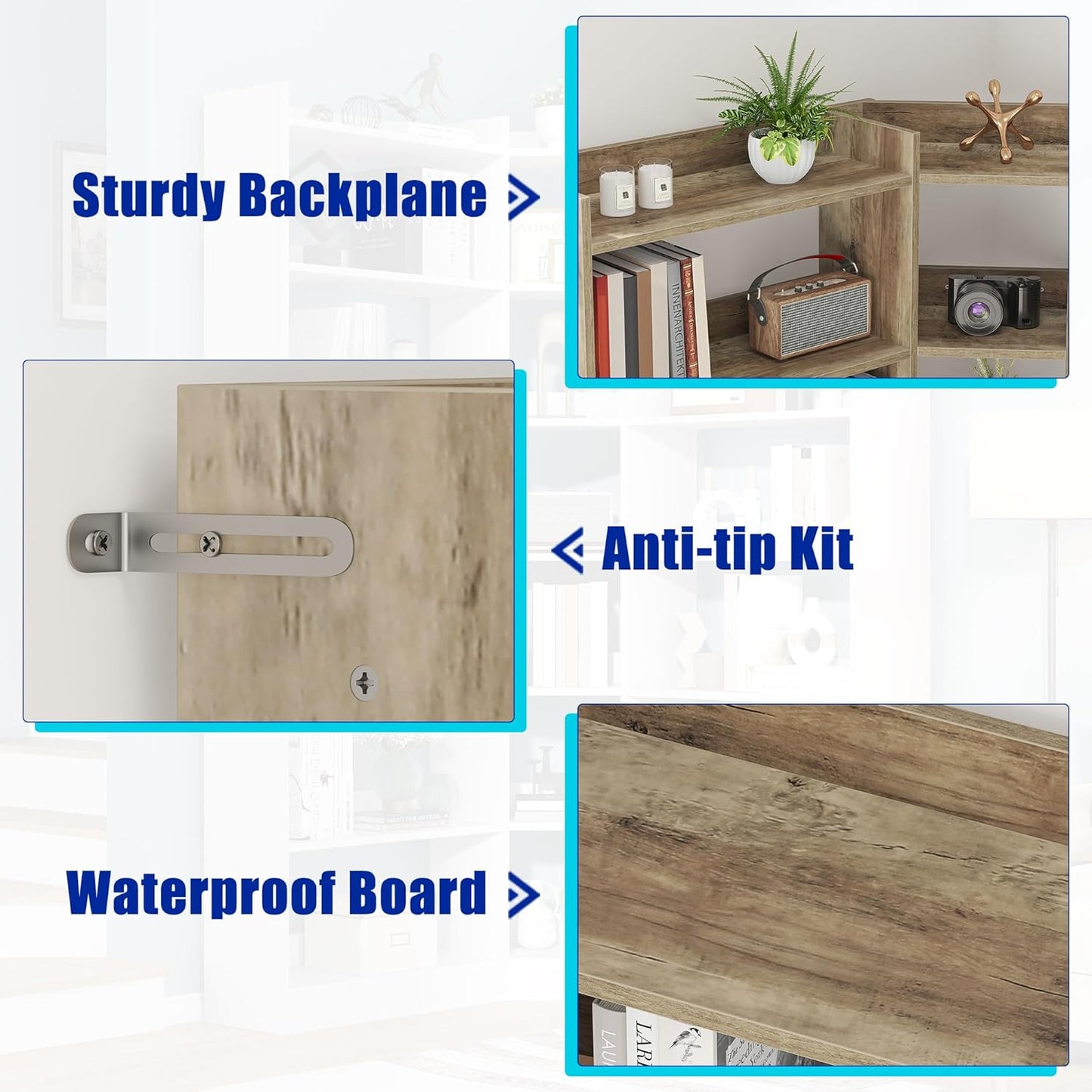 70.8" Tall Corner Bookshelf and Bookcases, 7 Tiers Morden Large Etagere Bookcases Storage Display Rack with Baffle, Industrial L-Shaped Bookshelves for Bedroom, Home Office, Living Room, Brown