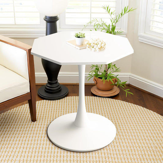 Dining Table for 2-4, 31.5" Kitchen Table Space Saving, Modern Tables for Dining Room, Living Room, Coffee Bar, White