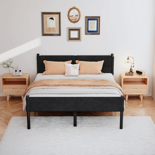 Metal Bed Frame,14Inch King Size Bed Frame with Storage Space,Heavy Duty Sturdy Mattress Foundation,Easy Assembly,No Box Spring Needed,King