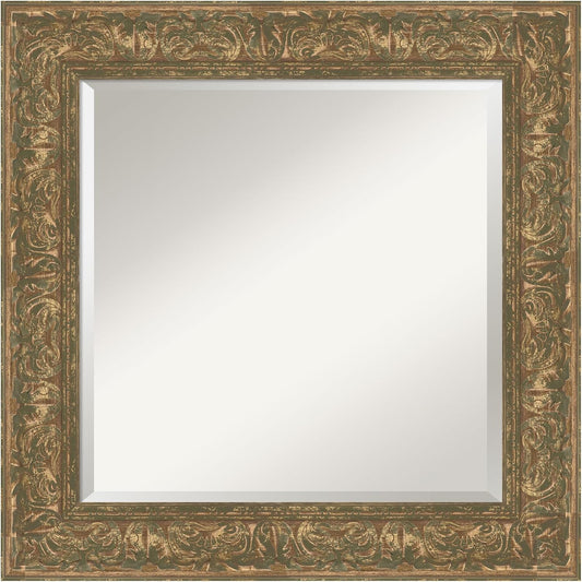 Amanti Art Bronze Bathroom Mirror for Over Sink, 27x27 Luxe Bronze Gold Square Vanity Mirror, Medium Traditional Frame, Hangs Horizonally and Vertically, Bathroom Wall Decor, Beveled Edge