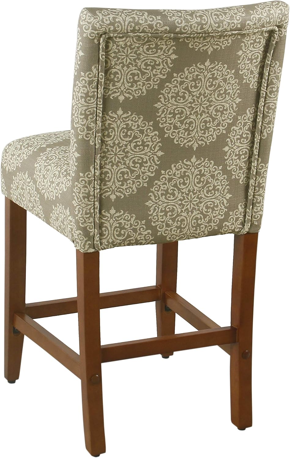 HomePop Upholstered Counter Height Barstool, 24-Inch, Taupe and Cream Medallion