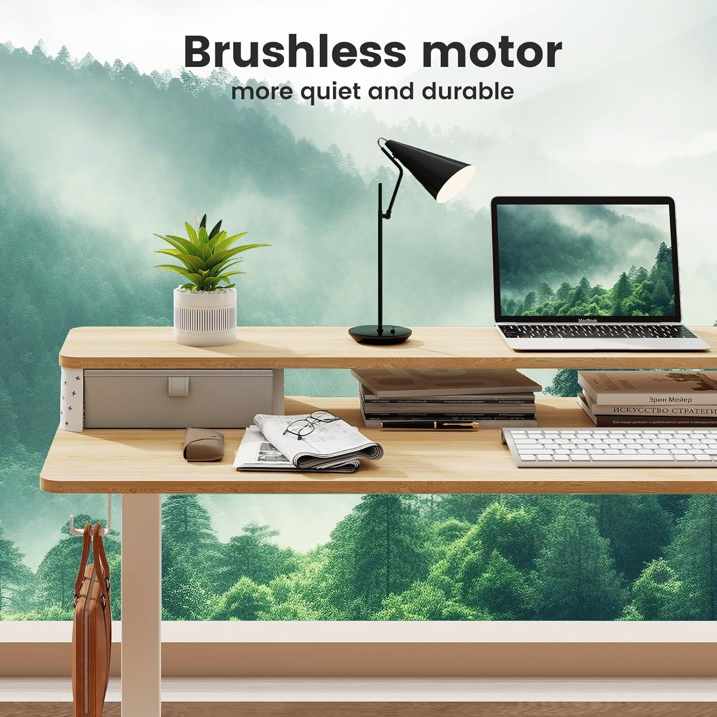 Standing Desk with Drawers and Brushless Motor,Electric Height Adjustable Desk for Walking Pad,Ergonomic Stand Up Desk for Home Office & Gaming,3 Memory Height Preset & Hooks(55" x 24",Oak)