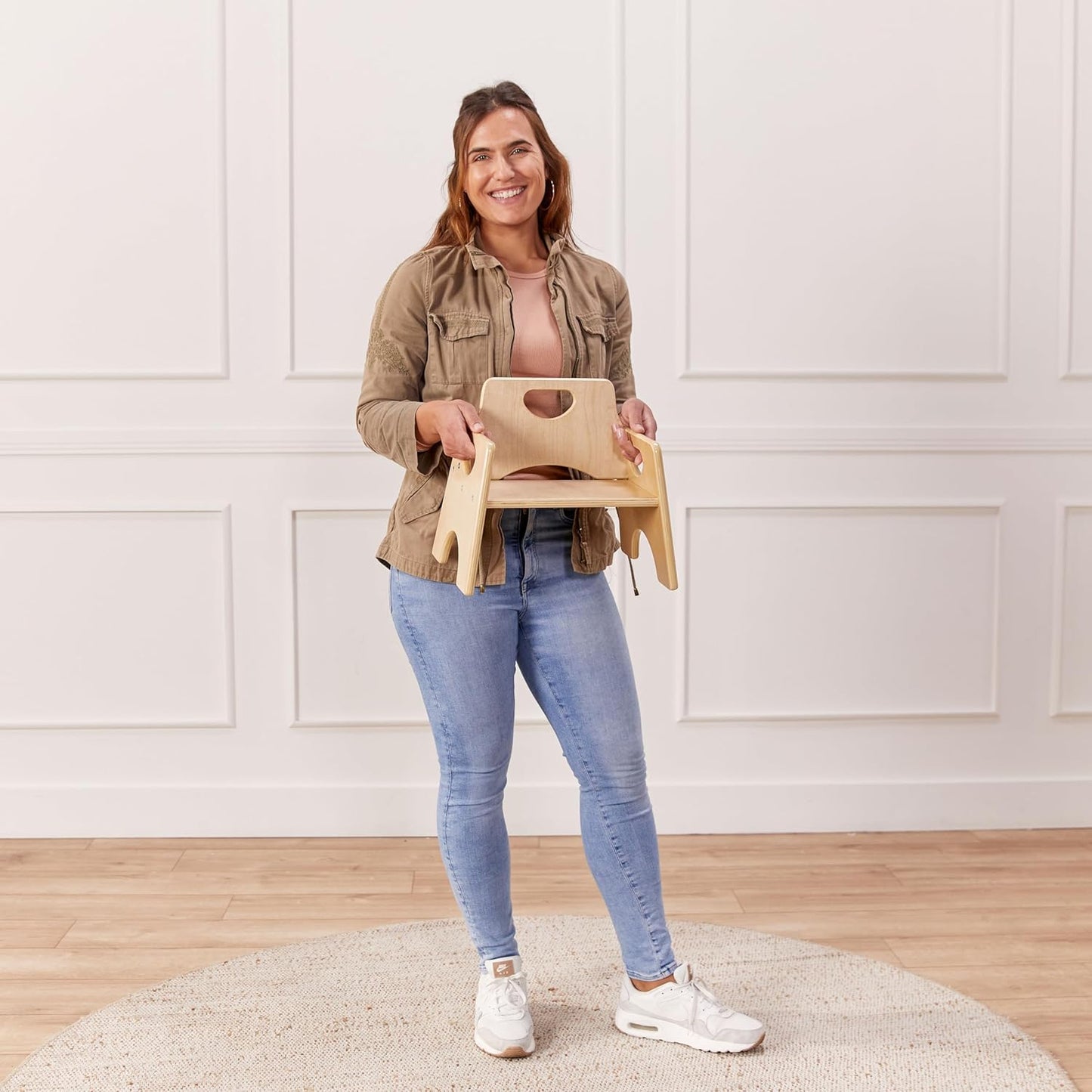 ECR4Kids Stackable Wooden Toddler Chair, 6in, Kids Furniture, Natural, 2-Pack