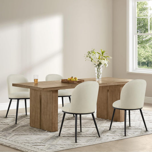 Dining Chairs Set of 6, Fabric Upholstered Dining Room Chairs with Ergonomic Backrest & Metal Legs, Modern Kitchen Side Chairs for Home, Restaurant, and Café, Sand, 2 Boxs