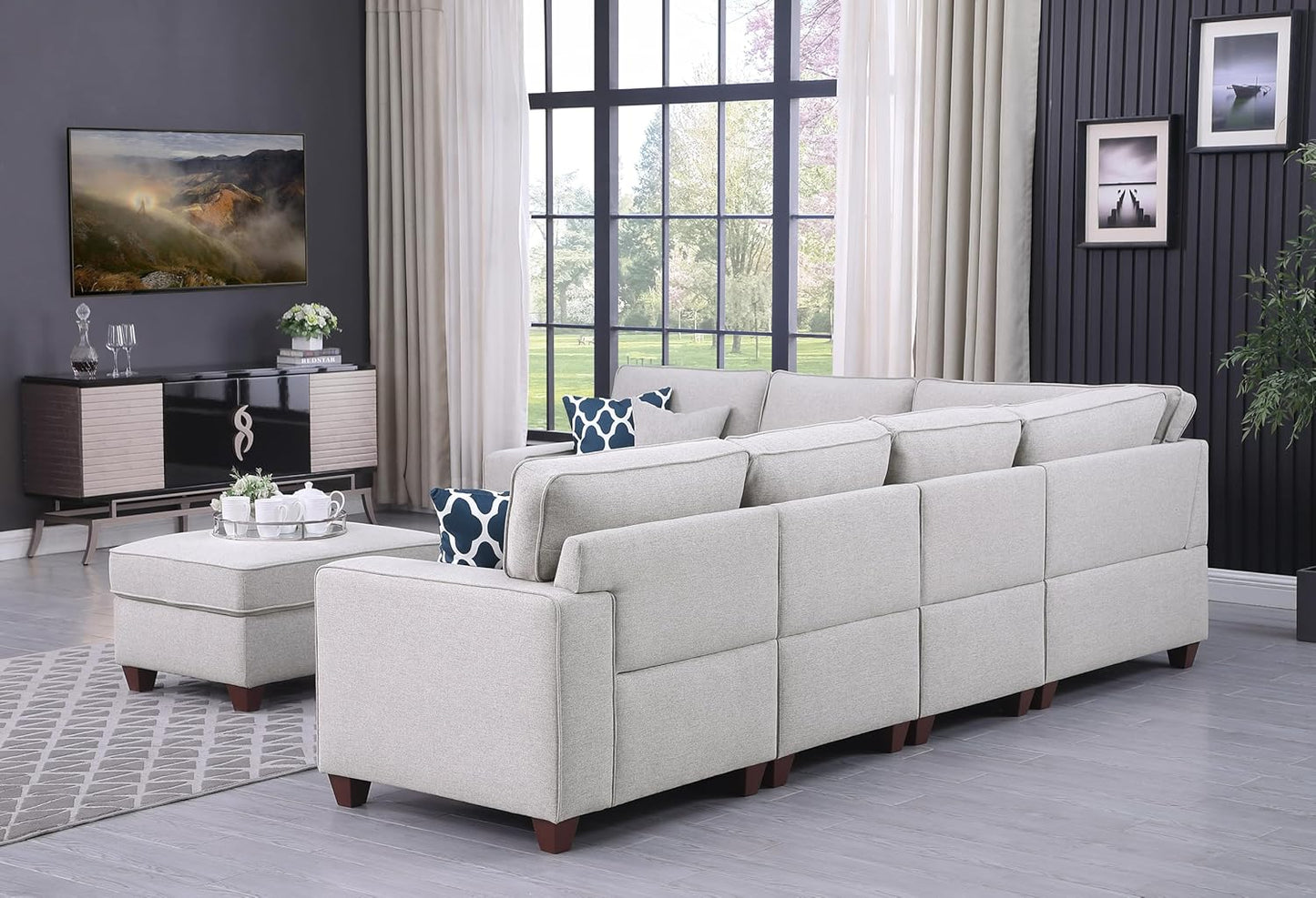 Devion Furniture Garisa Sectional Modular Sofa with Ottoman for Living Room, Apartment, Bedroom, Office, Dorm