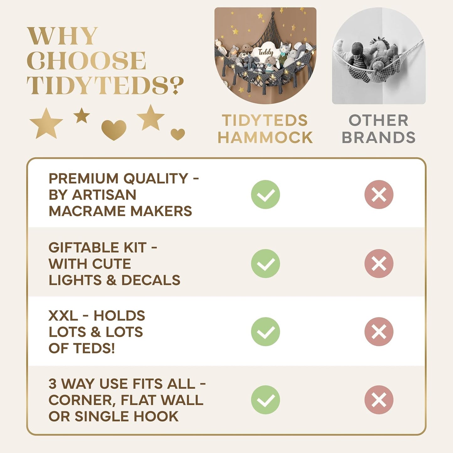 Macrame DreamLights Boho Stuffed Animal Storage Net or hammock Extra Large for Small or large Plushies. Plush Gray Toy Storage Holder