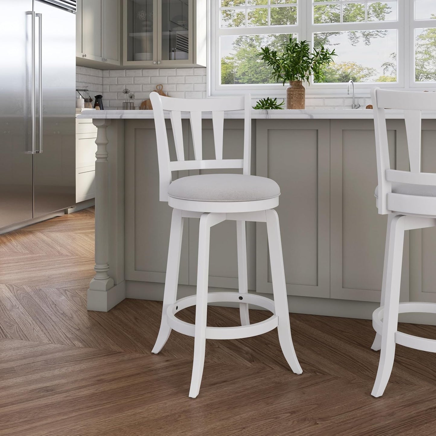 HILLSDALE Presque ISLE Wood Counter Height Swivel Stool White