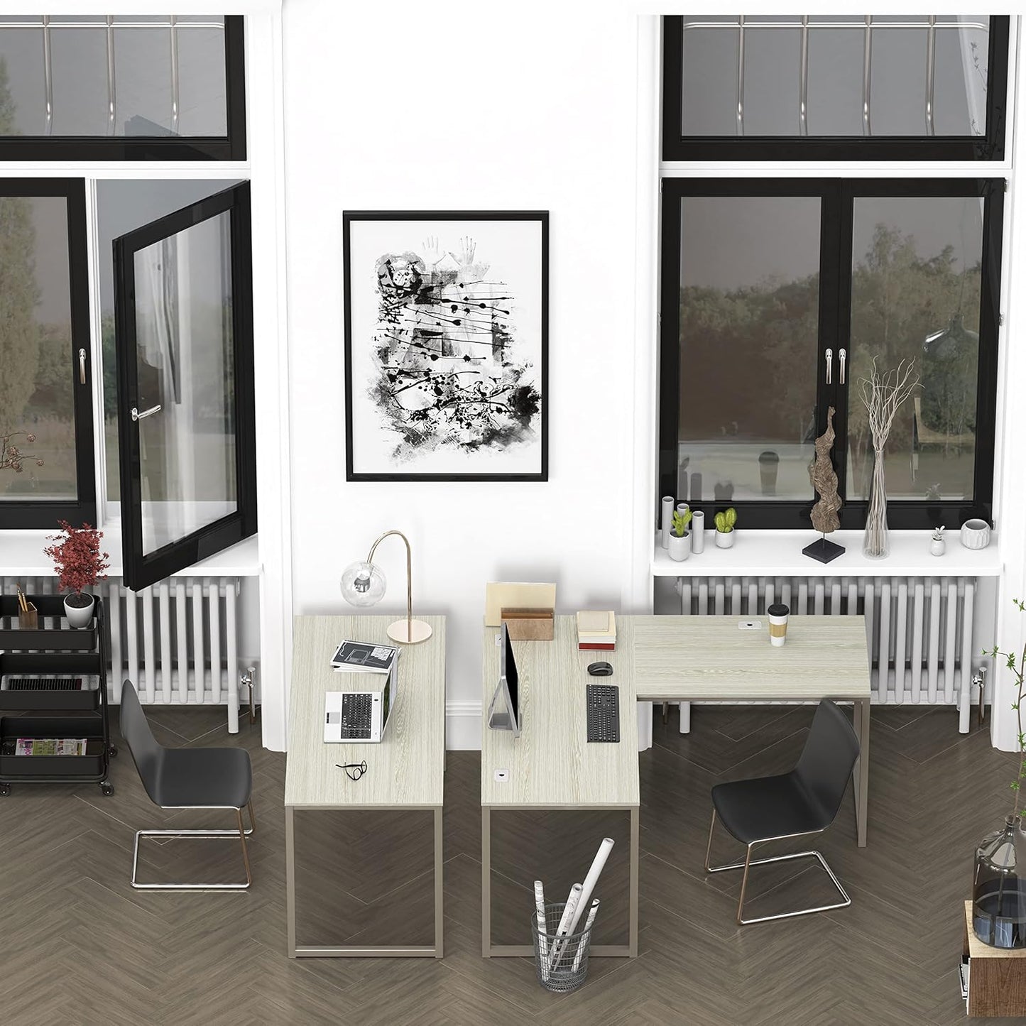 SHW Mission 55-Inch Home Office Computer Desk, Maple