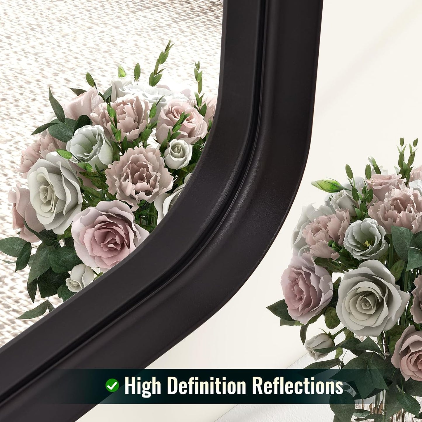 48"x30" Black Bathroom Mirror - Modern Black Mirror for Wall with Rounded Corners, Bathroom Mirrors for Vanity, Aluminum Alloy Framed Mirror Portrait or Landscape Hang