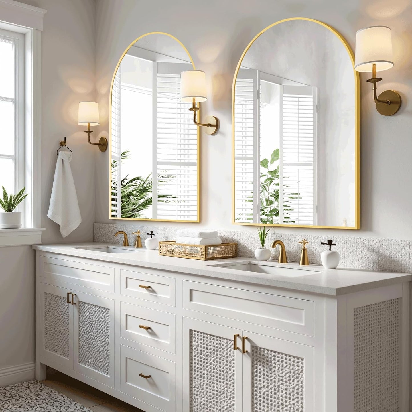 Arched Bathroom Mirror for Wall, Mirror for Vanity,30''x20'' Large Wall Mounted Mirror, Metal Frame (30''x20'', Gold)