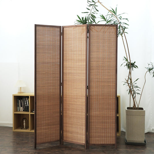3 Panel Room Divider and Folding Screen Room Divider,Bamboo Room Divider Screen for Room Separation,67" H x 46" W