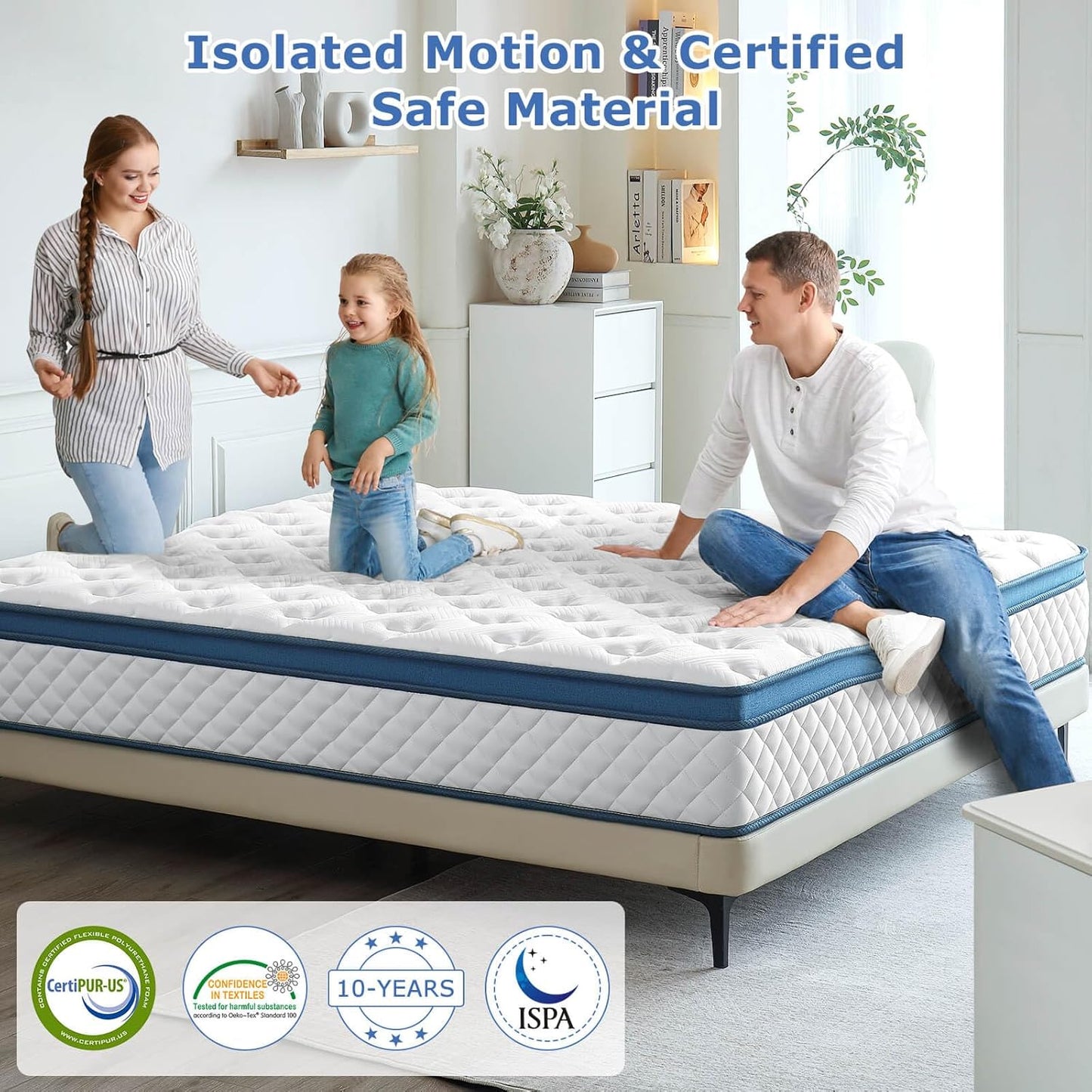 Queen Mattress 10 Inch Medium Firm,Hybrid Queen size Bed Mattress, Memory Foam Mattresses in a Box for Pressure Relief, Individual Pocket Spring-Motion Isolation with Edge Support, CertiPUR-US