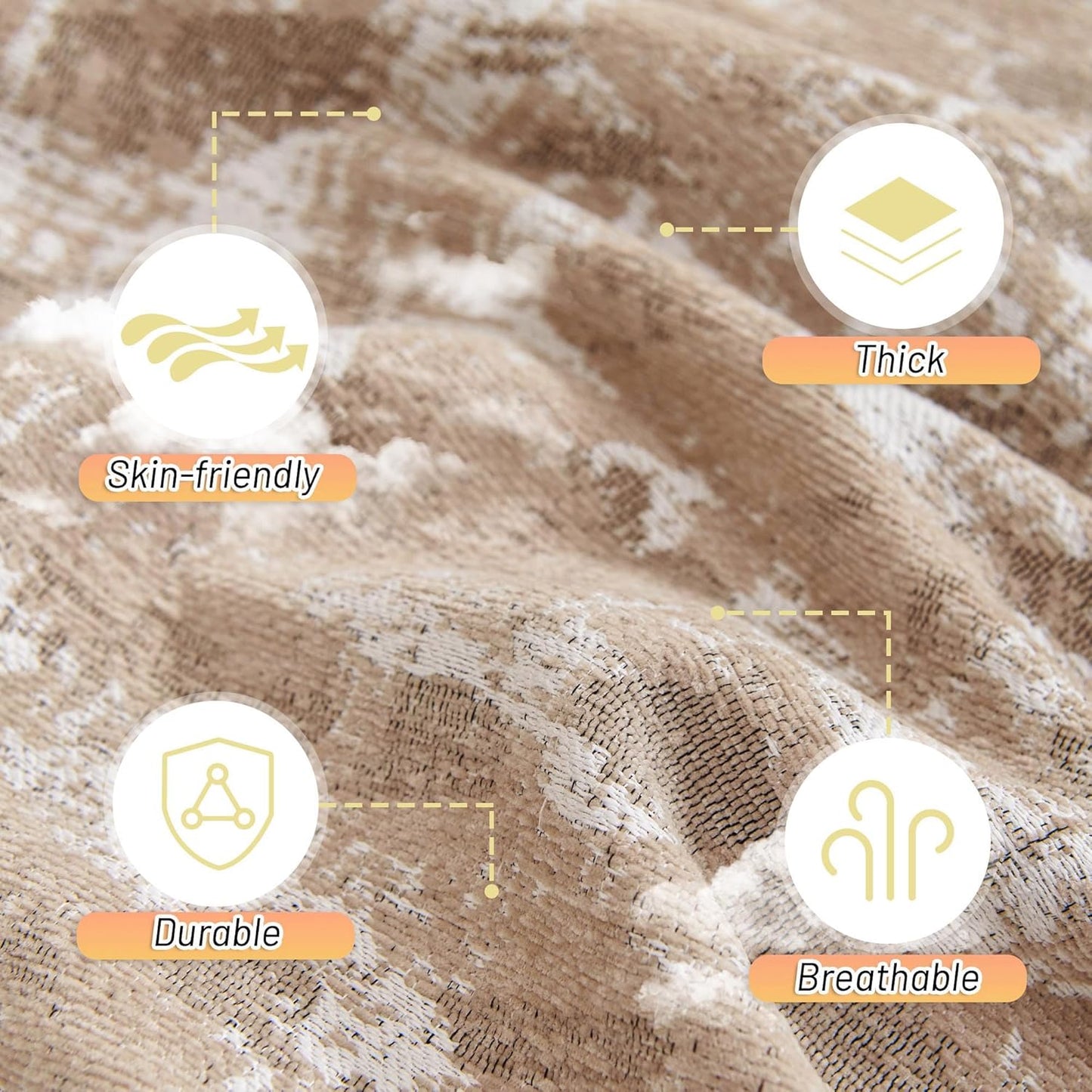 MYSKY HOME Couch Covers for 3 Cushion Couch Sofa, Chenille L Shape Sectional Couch Cover - Pet-Friendly, Machine Washable, Non-Slip Sofa Protector for Dogs, Kids, 71"x118", Khaki Blur Mottling