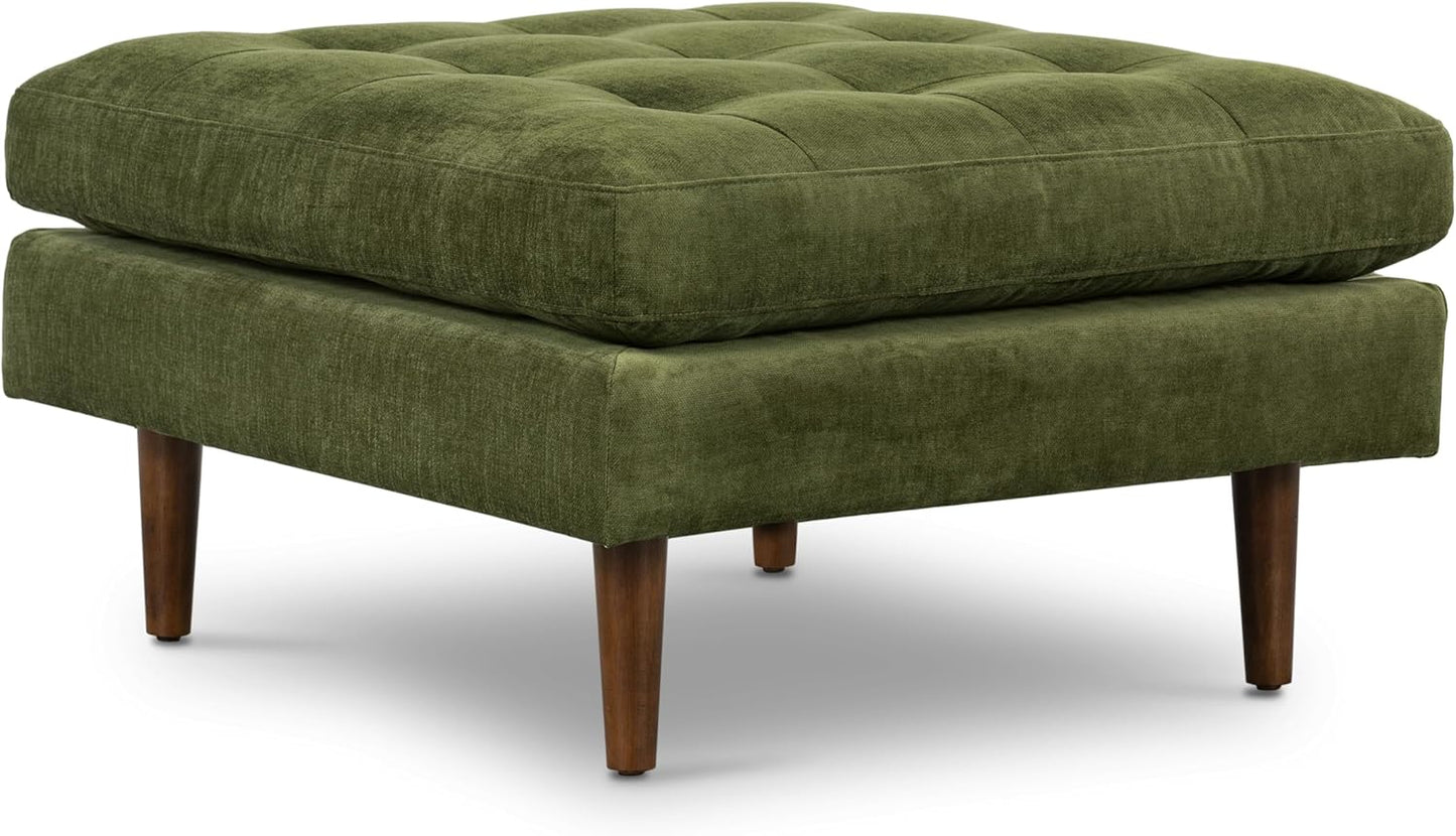 Poly and Bark Napa Velvet Ottoman in Distressed Green