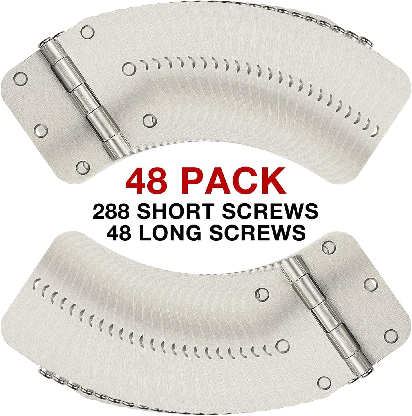 48 Pack Interior Door Hinges Brushed Nickel 3.5 Inch x 3 1/2" Rounded 5/8" Radius 3 ½"Satin Iron Bifold Residential Hinge for French Style Slab Single/Double Doors Hardware Kit Living/Bed Room