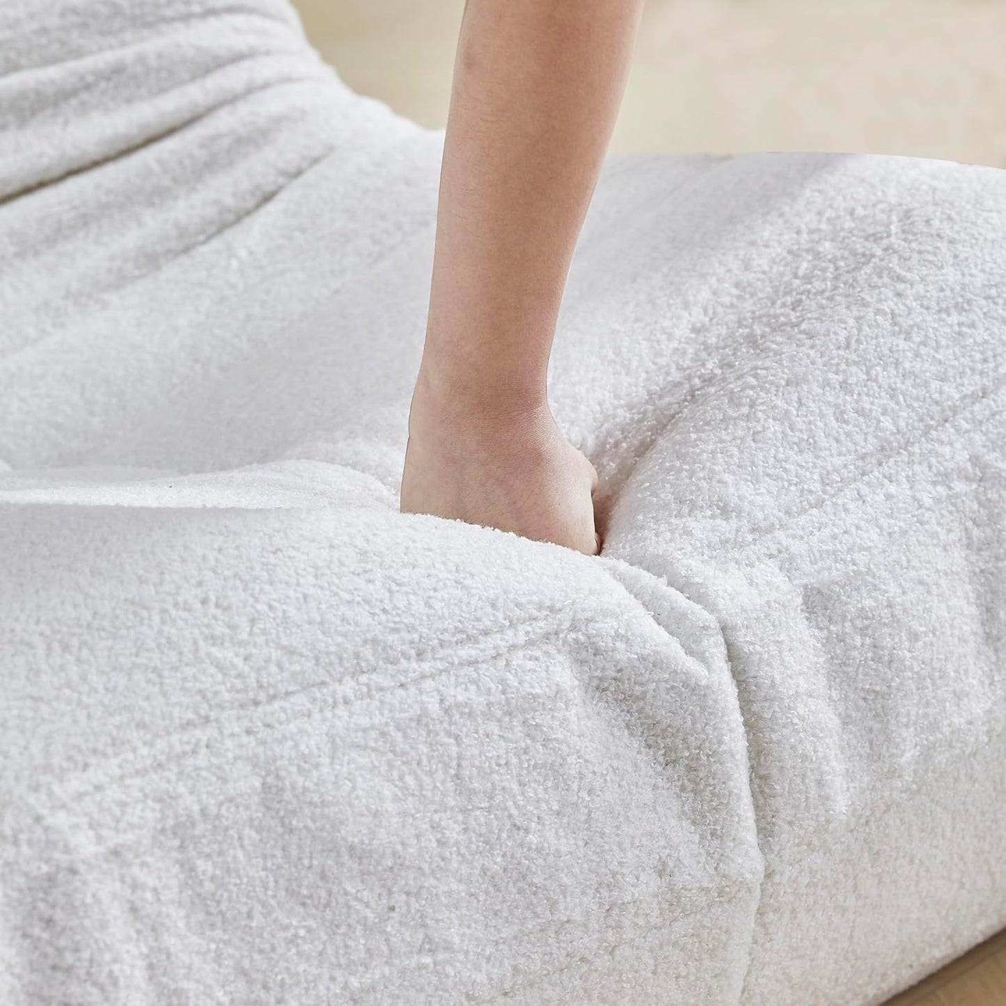 Bean Bag Chair for Adults, Oversized Fireside Chair Comfy Lazy Floor Sofa, Single Seat Sofa Couch Memory Foam Bean Bag Chair for Living Room, Bedroom Apartment Office (Beige)