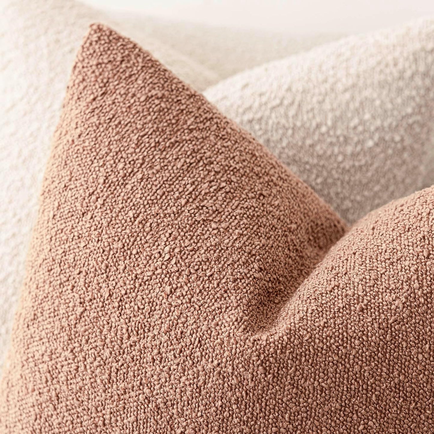 Foindtower Pack of 2 Textured Boucle Throw Pillow Covers Accent Solid Pillow Cases Cozy Soft Decorative Couch Cushion Case for Chair Sofa Bedroom Living Room Home Decor 18x18 Inch Dusty Orange Hazel