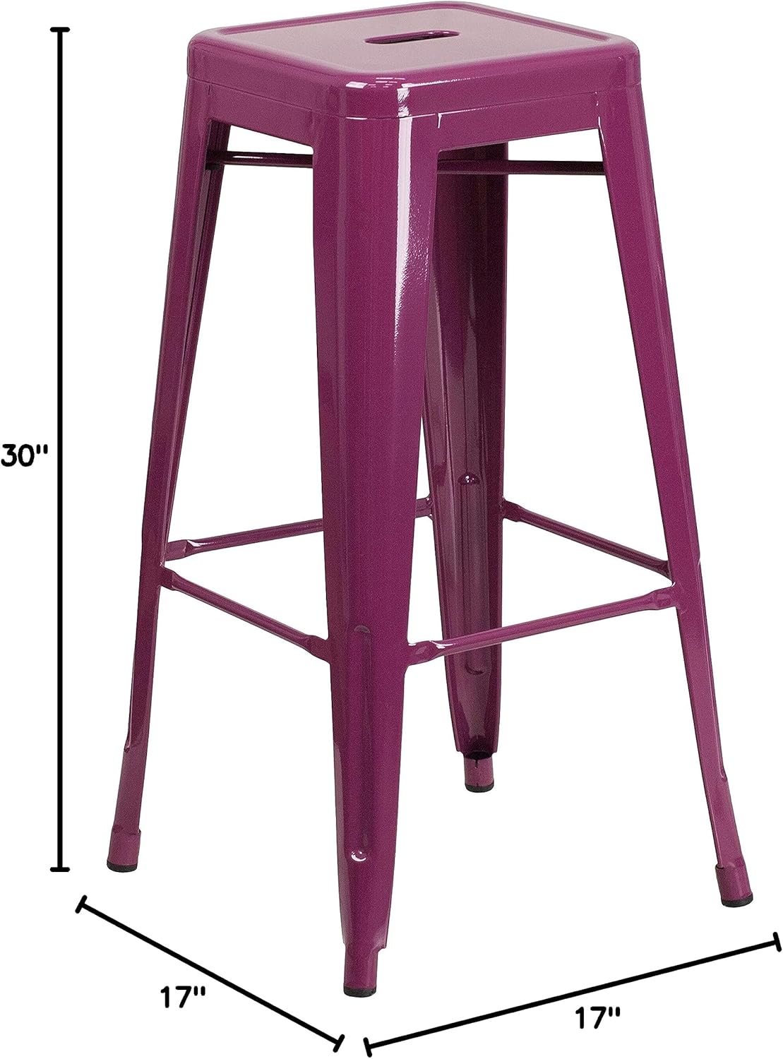 Flash Furniture Kai Commercial Grade 4 Pack 30" High Backless Purple Indoor-Outdoor Barstool