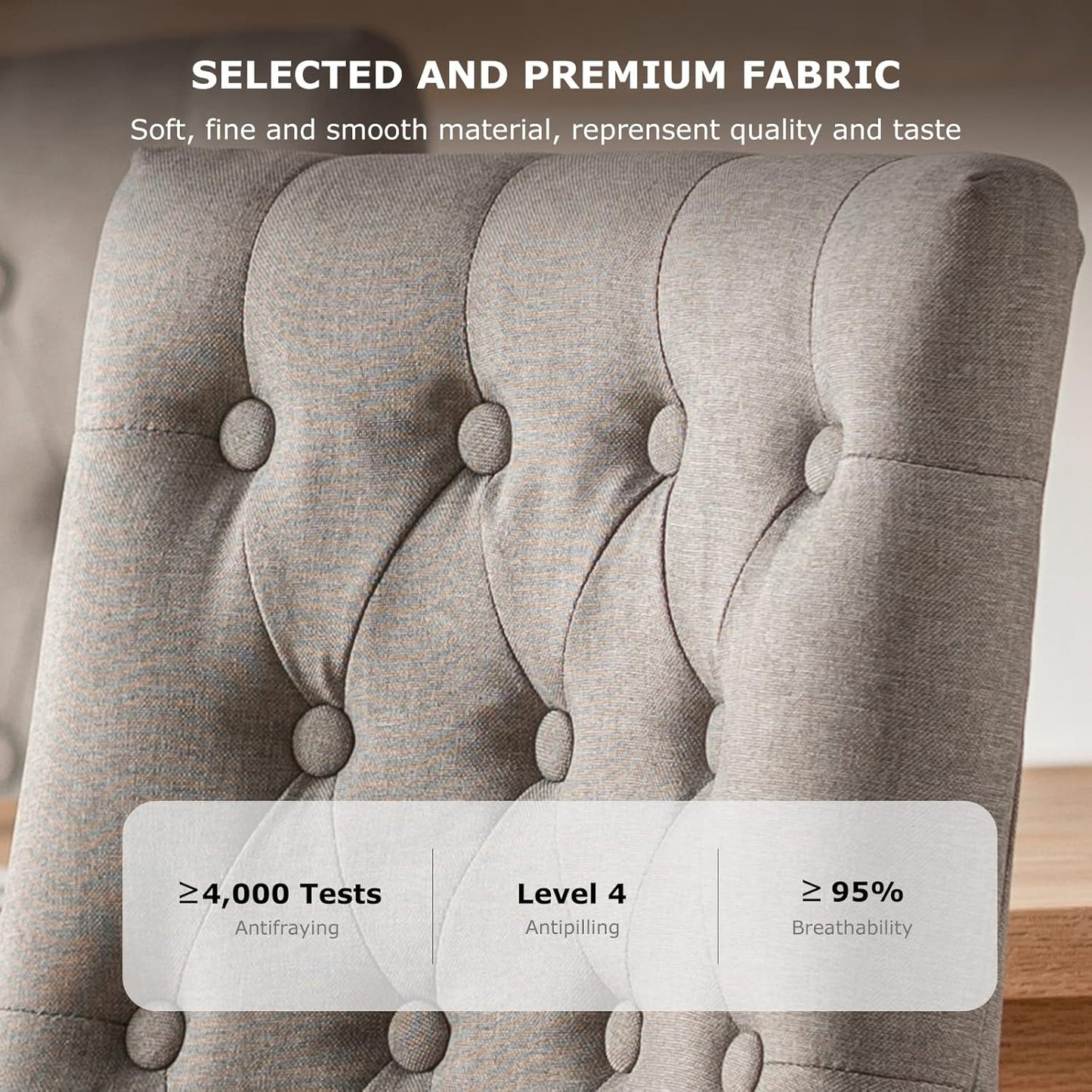 COLAMY Wingback Upholstered Dining Chairs Set of 2, Fabric Side Dining Room Chairs with Tufted Button, Living Room Chairs for Home Kitchen- Light Grey