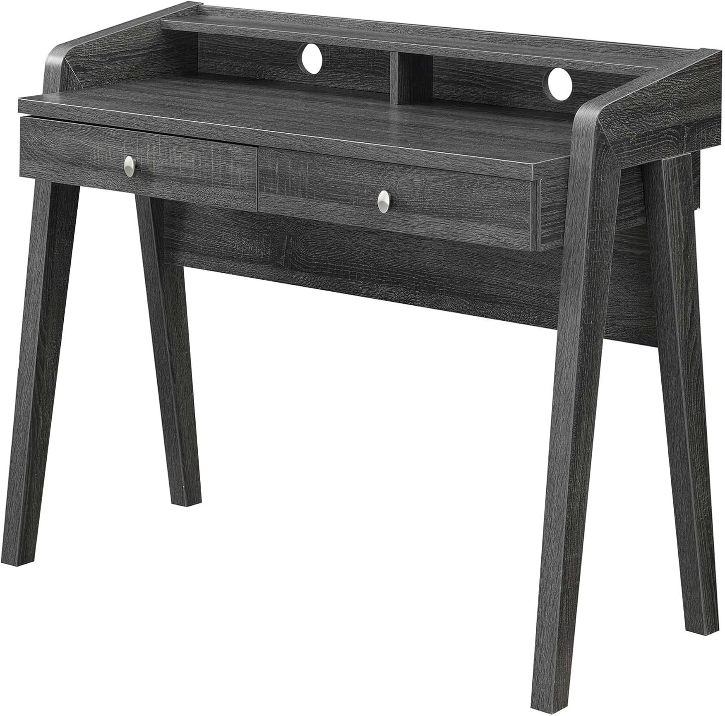 Convenience Concepts Newport Deluxe 2-Drawer Desk with Shelf, Weathered Gray