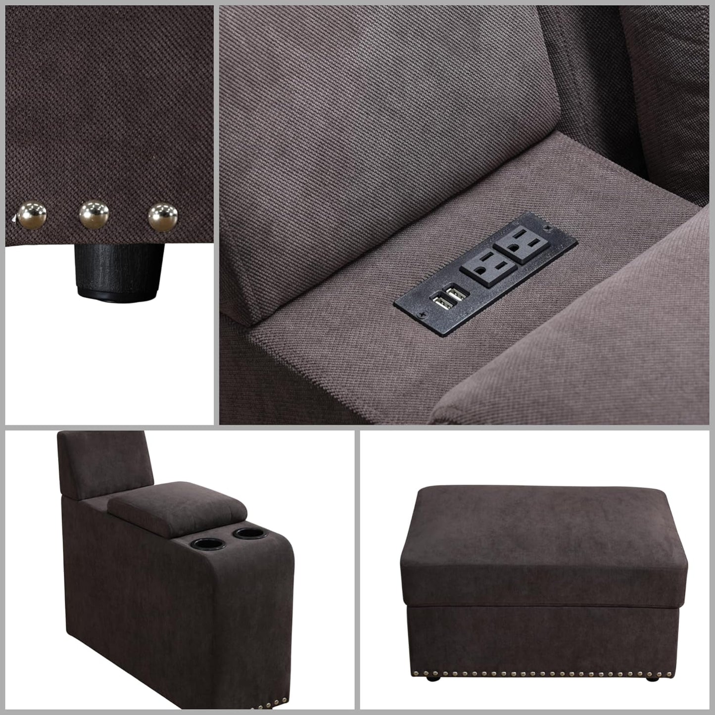 Sectional Couches for Living Room, Modular Sectional Sofa with Ottoman, Modern L Shaped Couch with Chaise for Bedroom & Office, Brown