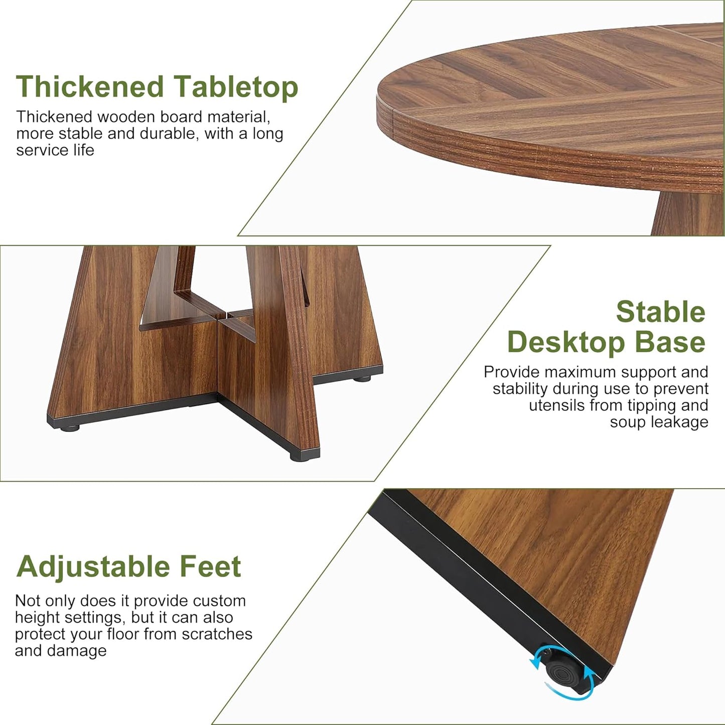 NicBex 47 Inch Round Dining Table, Wooden Dinner Table for 4, Small Farmhouse Kitchen Tables with Cross Base for Dining Room, Kitchen, Living Room, Dark Brown