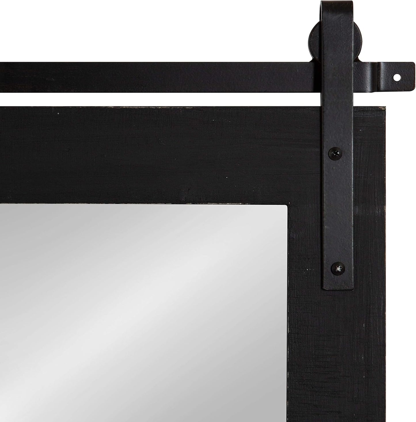 Kate and Laurel Cates Farmhouse Wood Framed Wall Mirror, 22 x 30, Black, Barn Door-Inspired Rustic Mirrors for Wall
