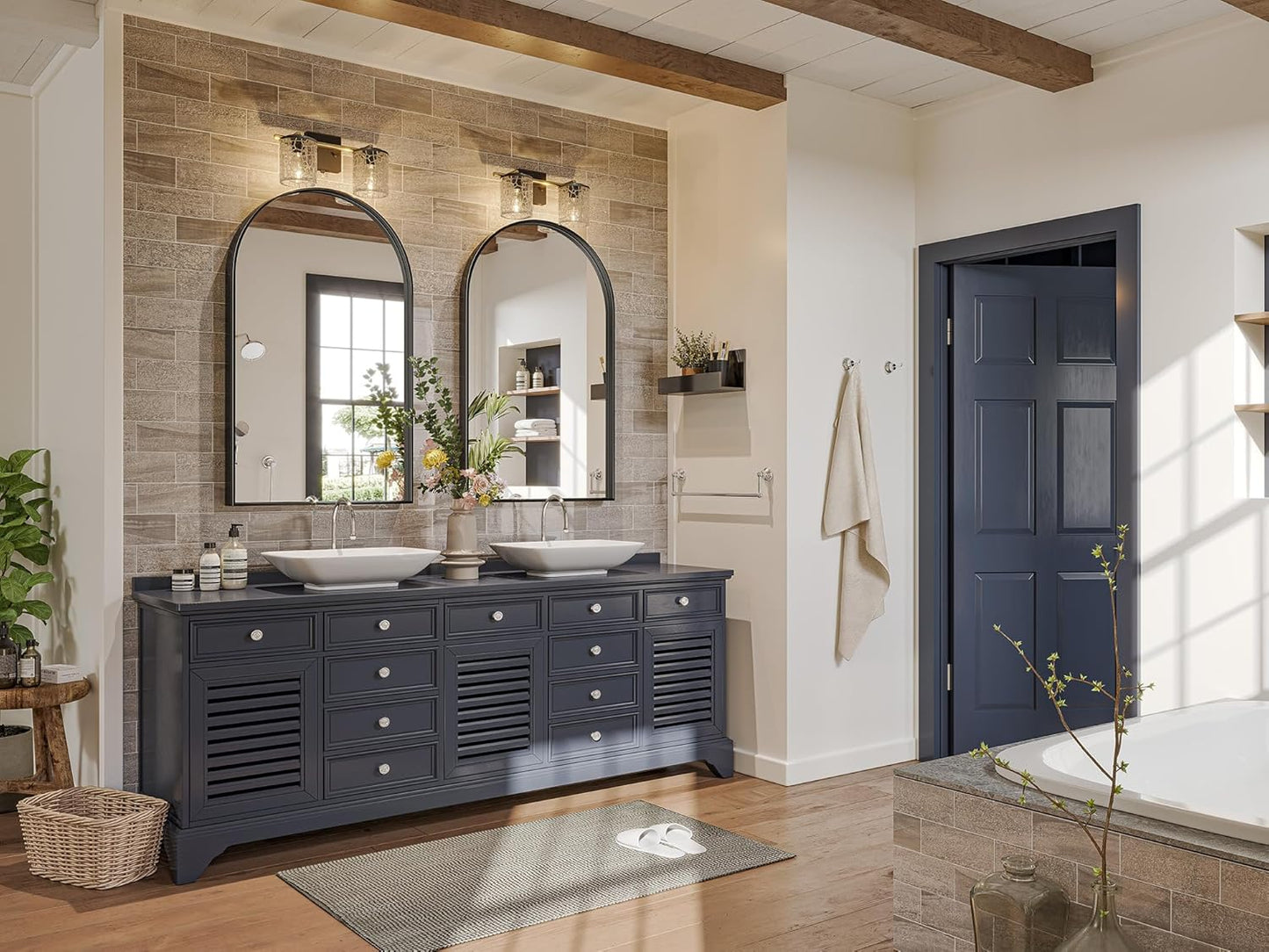 Brightify Arched Mirror, Arched Wall Mirror, 24 x 40 Inch Black Arch Mirror, Metal Frame Black Bathroom Mirror, Arched Top Bathroom Vanity Mirror for Living Room Bedroom Mantel Entryway Hallways