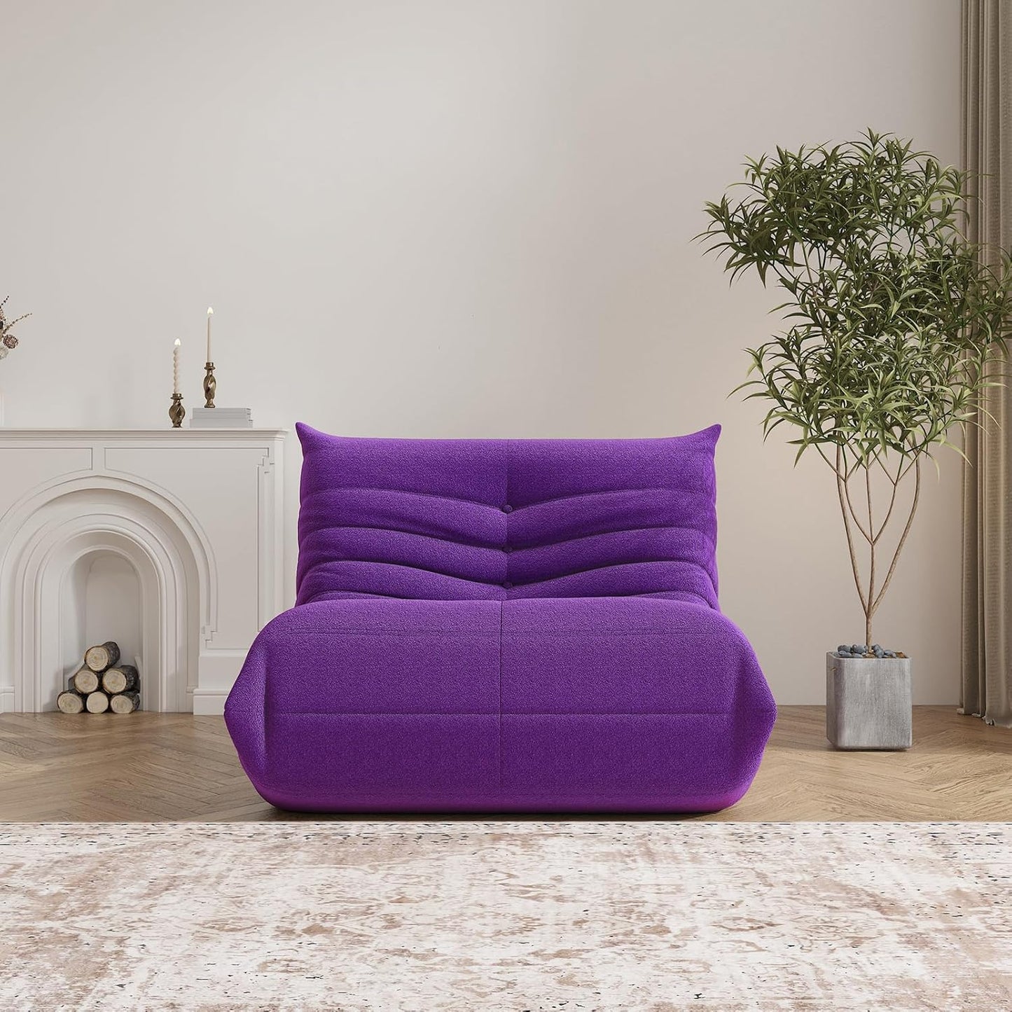 Bean Bag Chair, Fireside Chair Bean Bag Sofa Large Bean Bag Chair for Adults, Bean Bag Chairs for Teens with High Density Comfortable Foam, Memory Foam Bean Bag for Living Room, Bedroom (Purple)