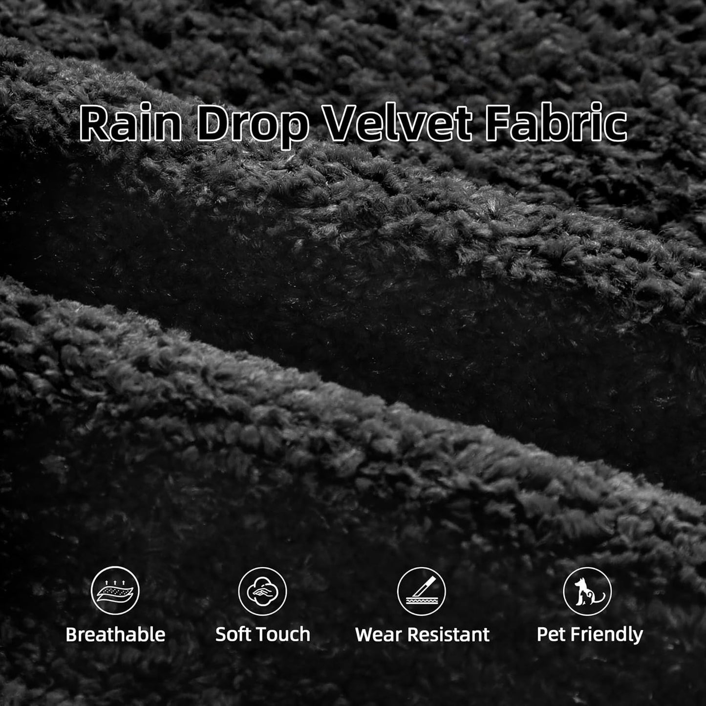 Cloud Sectional Couch, 104”L-Shape Oversized Sofa with Left Chaise Lounge, Modular Sleeper Couch with Pillows & Deep Seat, Rain Drop Velvet Fabric Compressed Sofa for Living Room, Black