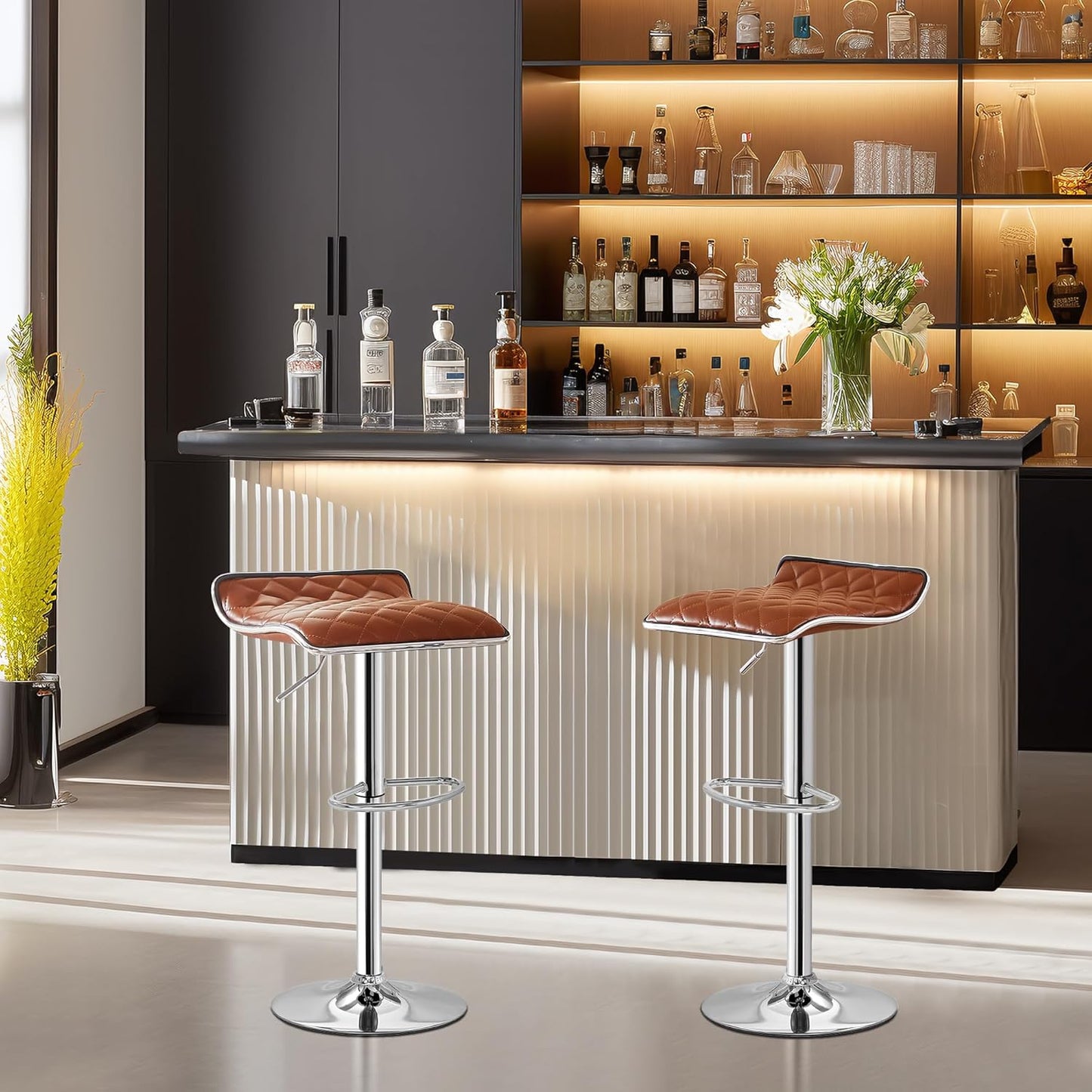 VECELO Bar Stools Set of 4, Adjustable Bar Stools, Bar Height Stools for Kitchen Counter