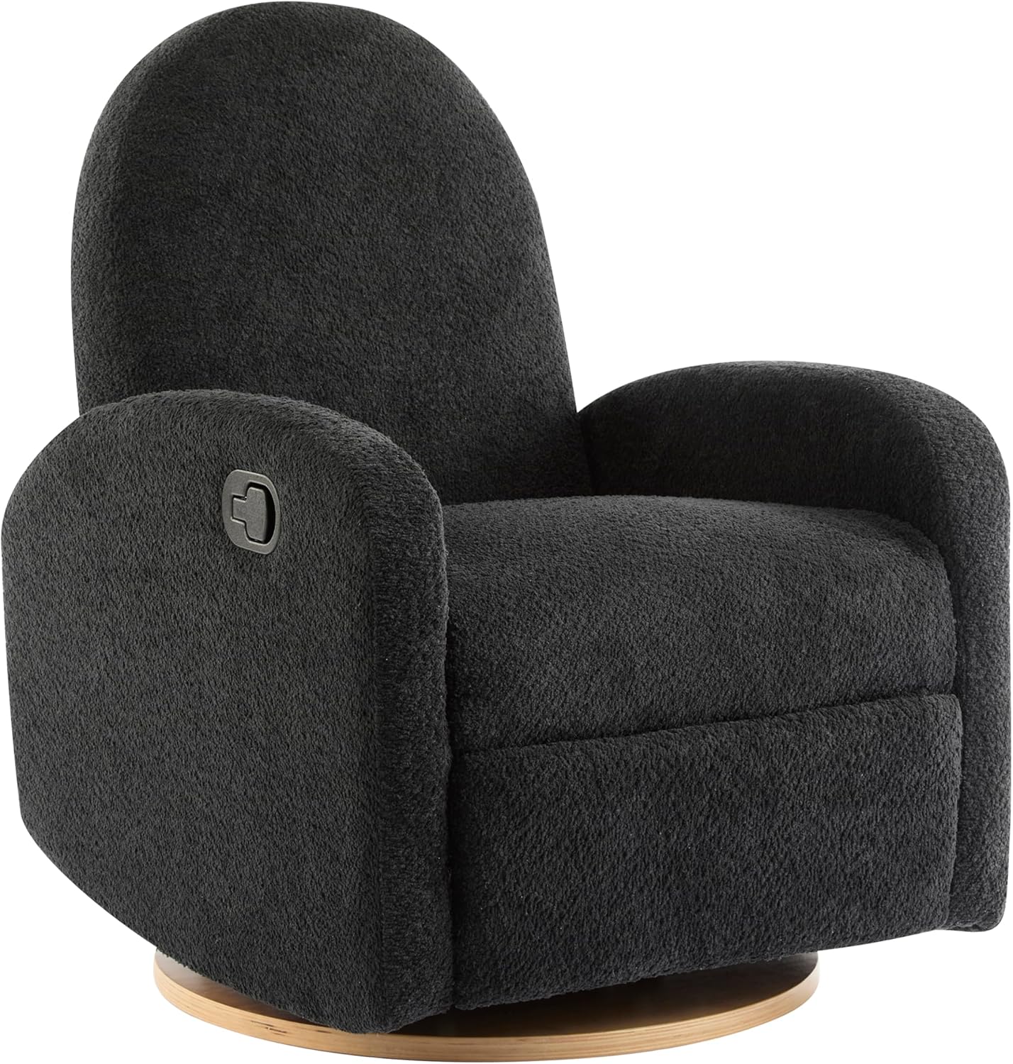 Christopher Knight Home Sidney Fabric Upholstered 360° Swivel Chair, Boucle Push-Back Recliner, Solid Wood Glider Recliner with Rotation, Living Room Lounge Sofa, Adjustable Comfy Reading Chair,Black