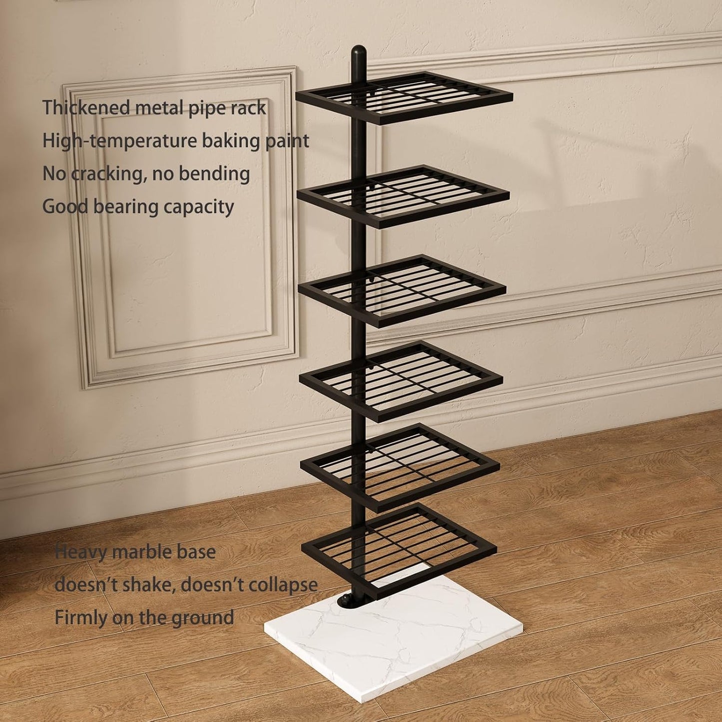Vertical Bookshelf,Metal Spine Book Tower,Small Bookshelf for Small Spaces,Floor-Mounted Invisible Shelves with Marble Base for Living Room Bedroom Office