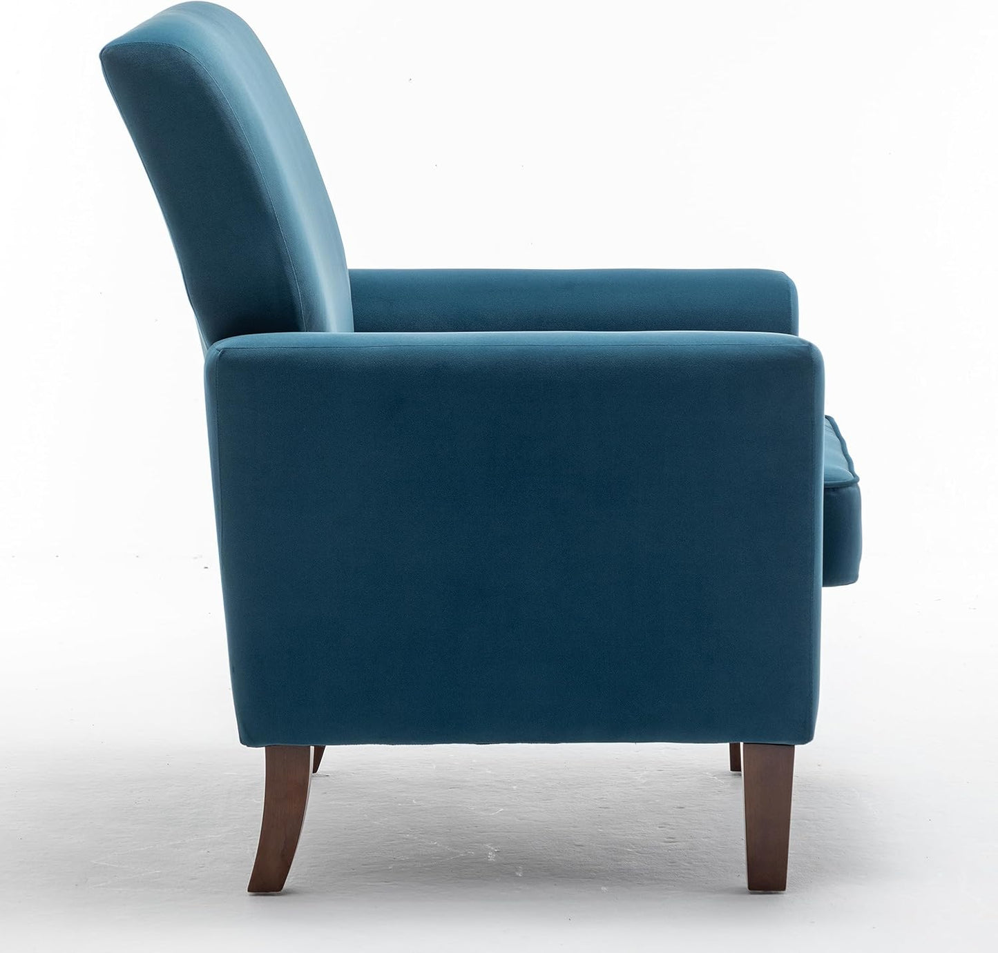 Container Furniture Direct Contemporary Accent Arm Chair with Birch Wood Frame and Velvet Upholstery, Armchair for Office and Living Room Decor, Removable Cushions, Greenish Blue