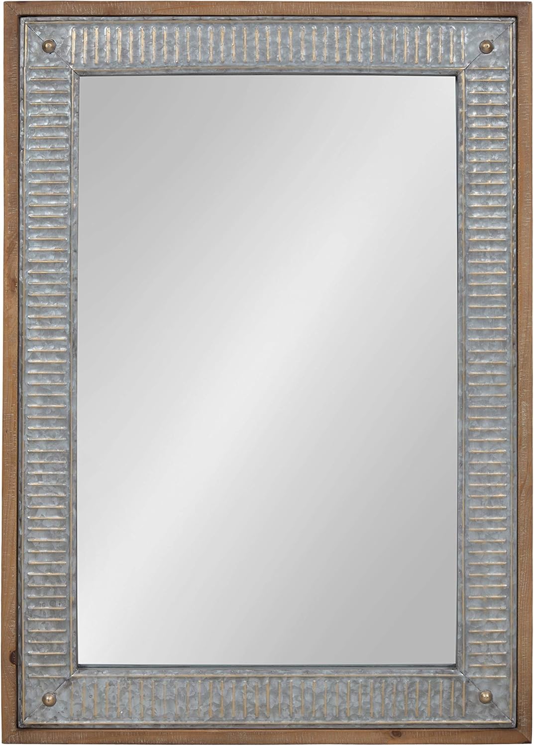 Kate and Laurel Deely Farmhouse Wood and Metal Wall Mirror, Rustic Brown