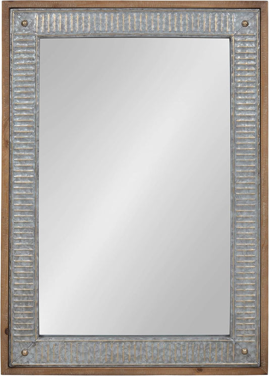 Kate and Laurel Deely Farmhouse Wood and Metal Wall Mirror, Rustic Brown