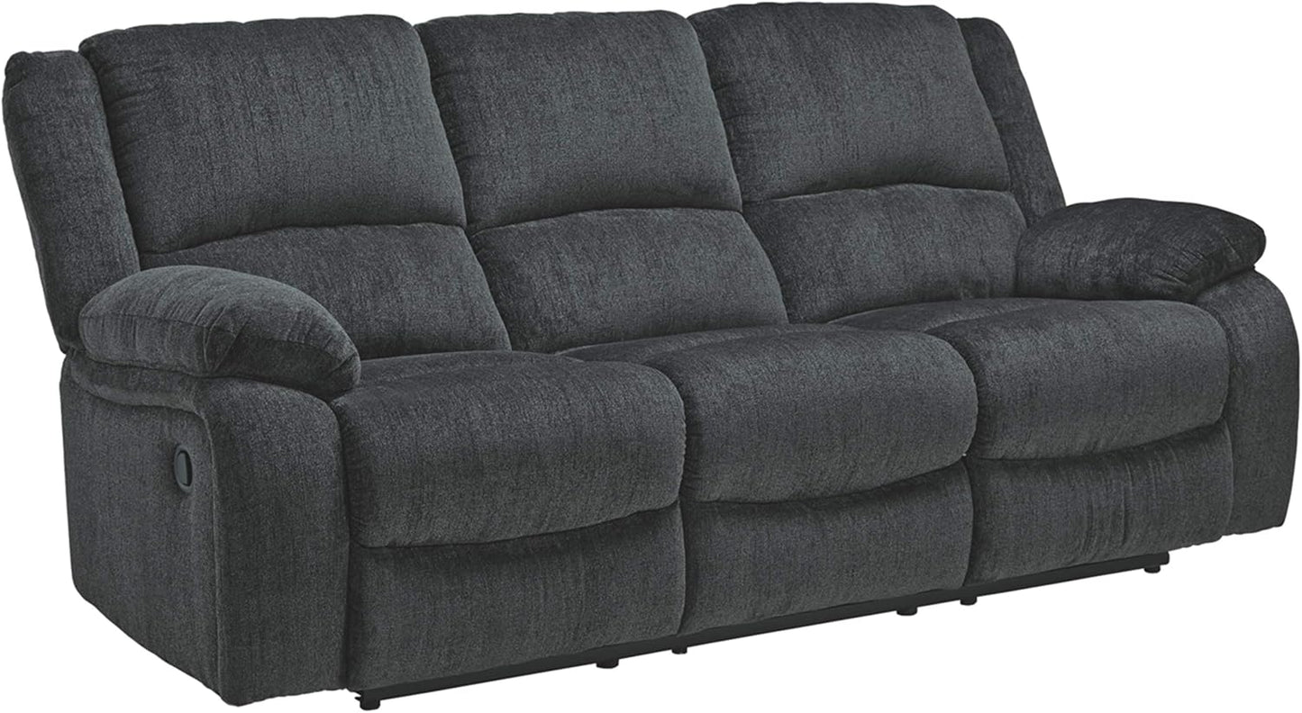 Signature Design by Ashley Draycoll Contemporary Manual Pull Tab Reclining Sofa, Dark Gray