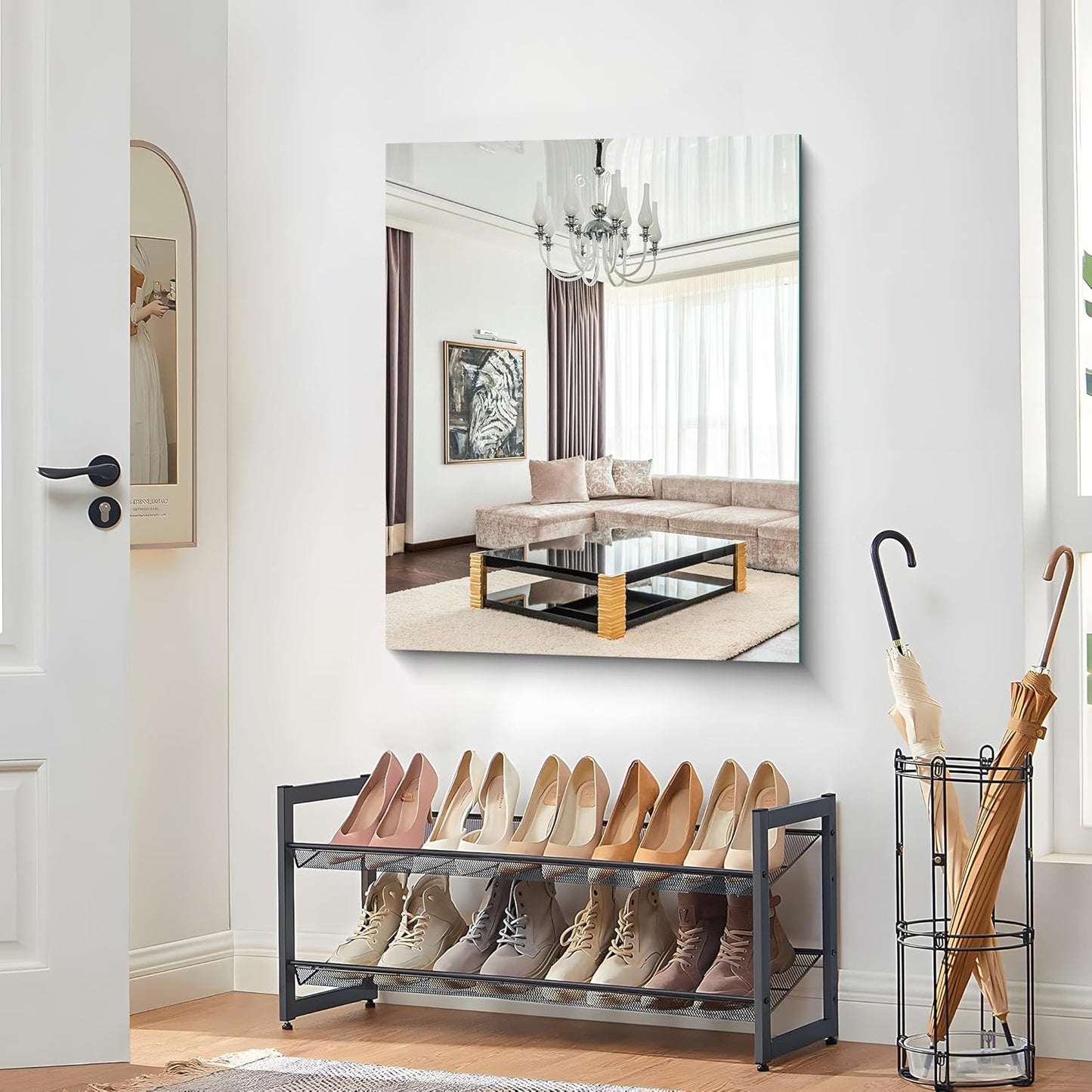 40x48 Inch Frameless Mirror, Frameless Bathroom Mirrors for Over Sink, Large Rectangle Wall Mirror, Upgraded Shatterproof Wall Mount Square for Living Room Bedroom Bathroom