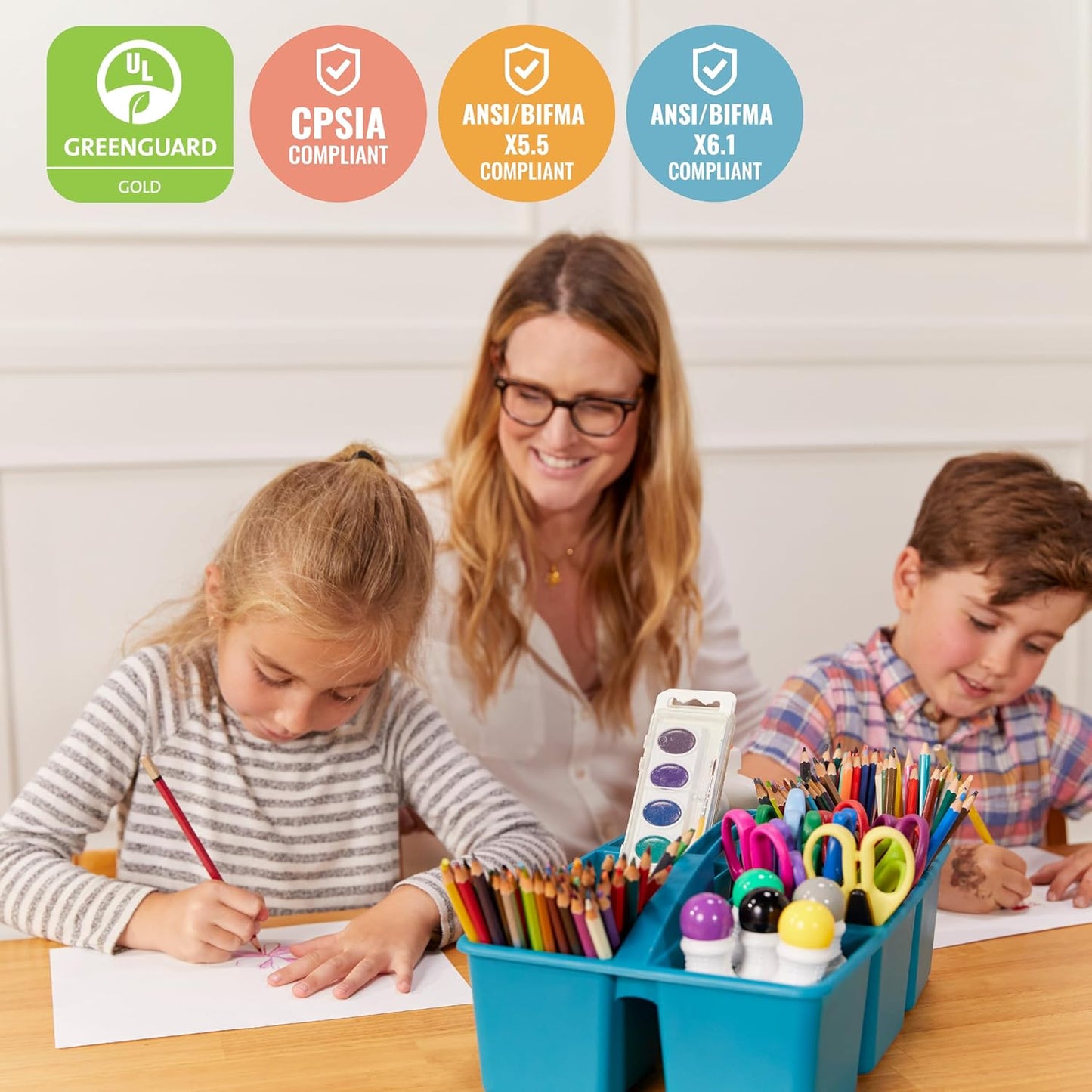 ECR4Kids 24in x 48in Rectangular Hardwood Table and Chair Set, 12in Seat Height, Kids Furniture, Honey