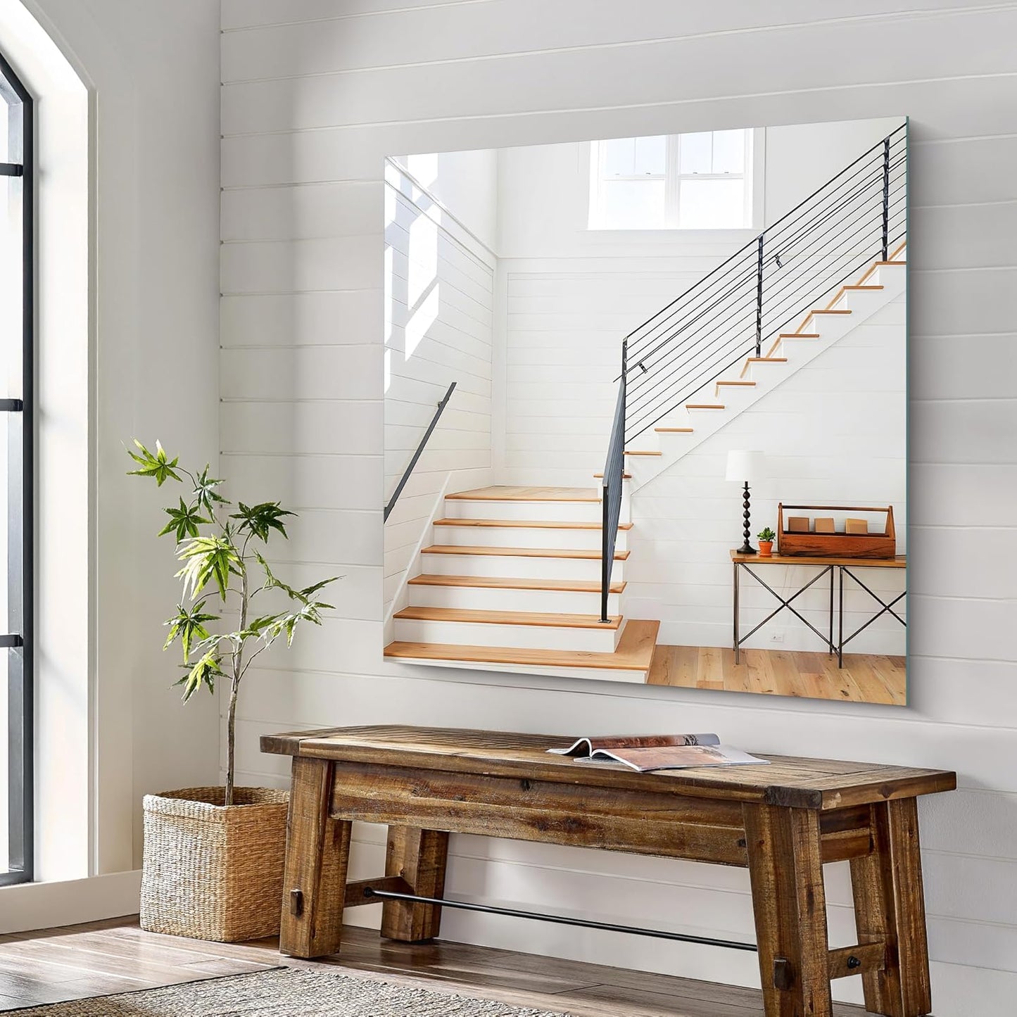 KOCUUY Large Frameless Mirror,42x42 Inch Square Bathroom Vanity Mirror for Over Sink, Upgraded Shatterproof Unframed Design for Bedroom, Living Room, Entryway