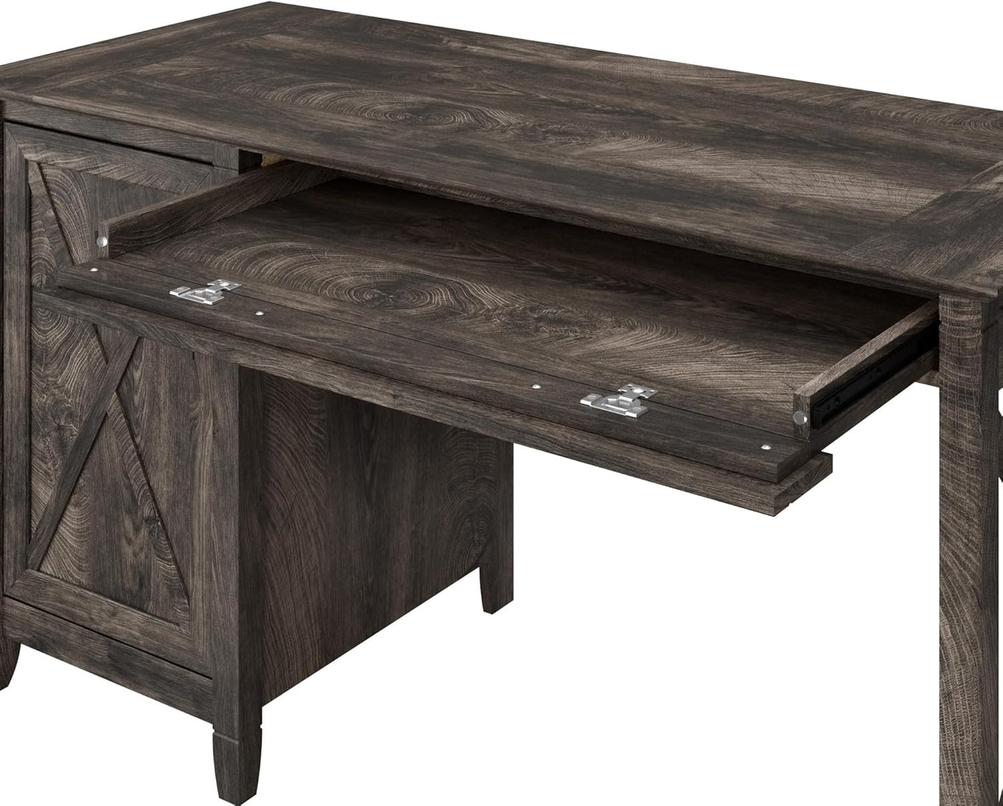 Bush Furniture Key West Computer Desk with Storage | Farmhouse PC Table for Home Office in Dark Gray Hickory | 54W x 24D