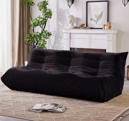 Bean Bag Chair, 3 Seater Fireside Chair Large Bean Bag Sofa for Adults, Memory Foam Chairs Gaming Chairs with Comfy Design & Soft Fabric, Lazy Floor Sofa for Living Room, Bedroom, Dark Gray